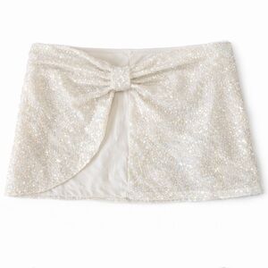 Edikted Shimmering Silver Sequin Skirt